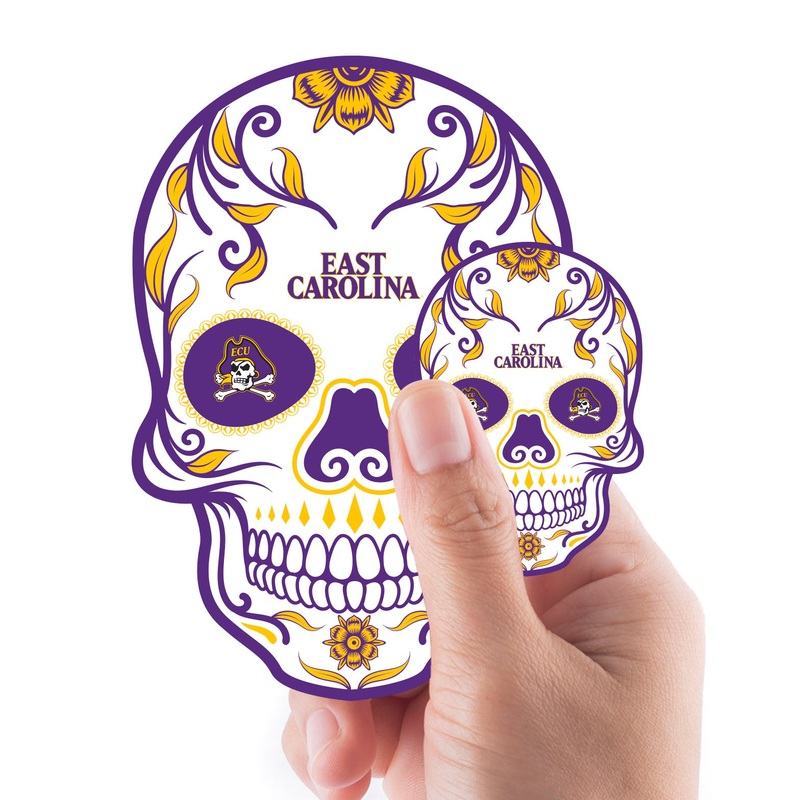 East Carolina Pirates – 5 Sugar Skull Logo Minis (Mixed Sizes) – Official NCAA – Reusable Vinyl Decals