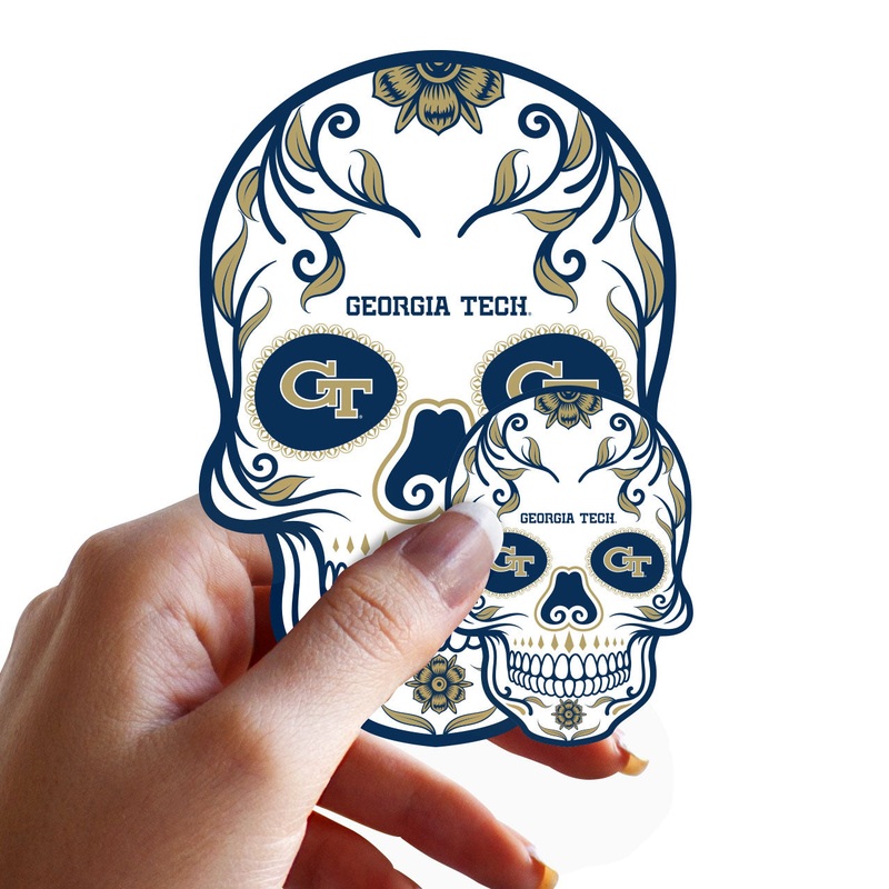 Georgia Tech Yellow Jackets – 5 Sugar Skull Logo Minis (Mixed Sizes) – Official NCAA – Reusable Vinyl Decals