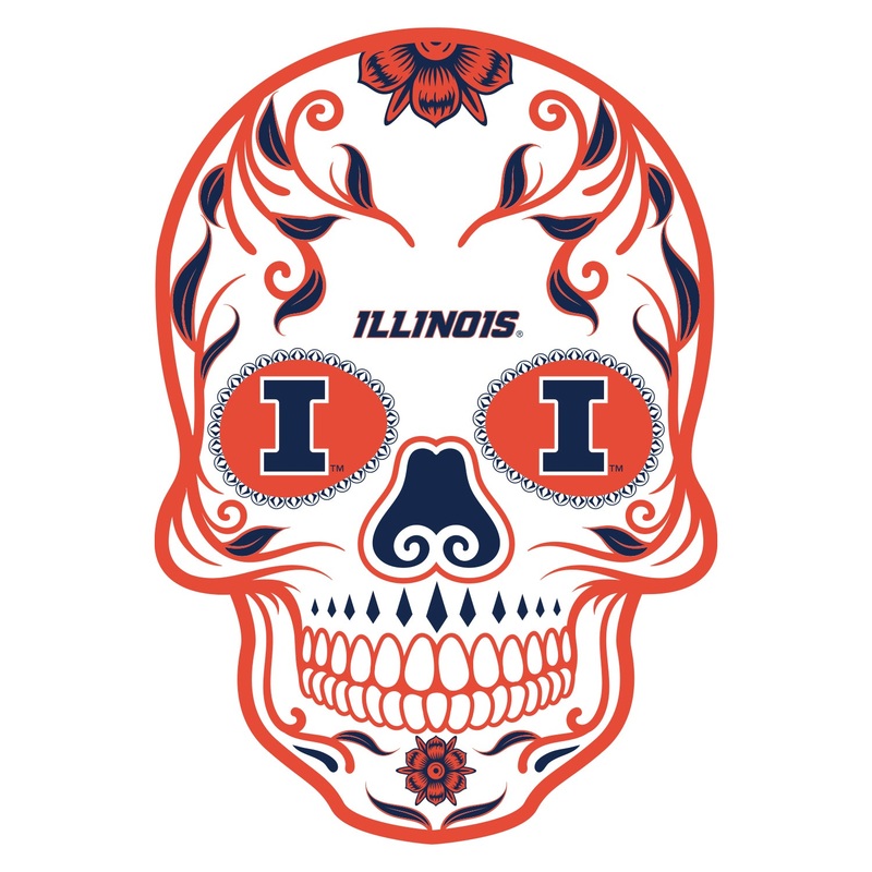 Illinois Fighting Illini – Skull – Outdoor Wall Decals – Official NCAA – Scratch Resistant Alumigraphics Smooth