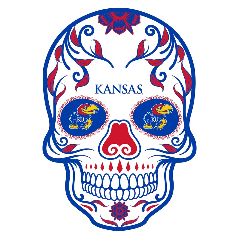 Kansas Jayhawks – Sugar Skull Logo – Outdoor Wall Decals – Official NCAA – Scratch Resistant Alumigraphics Smooth