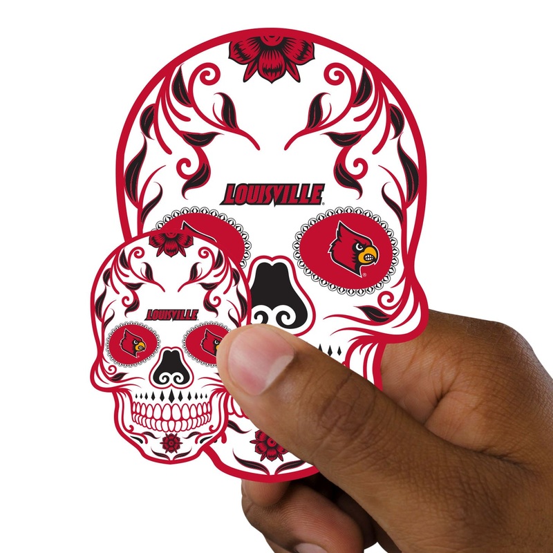 Louisville Cardinals – 5 Sugar Skull Logo Minis (Mixed Sizes) – Official NCAA – Reusable Vinyl Decals