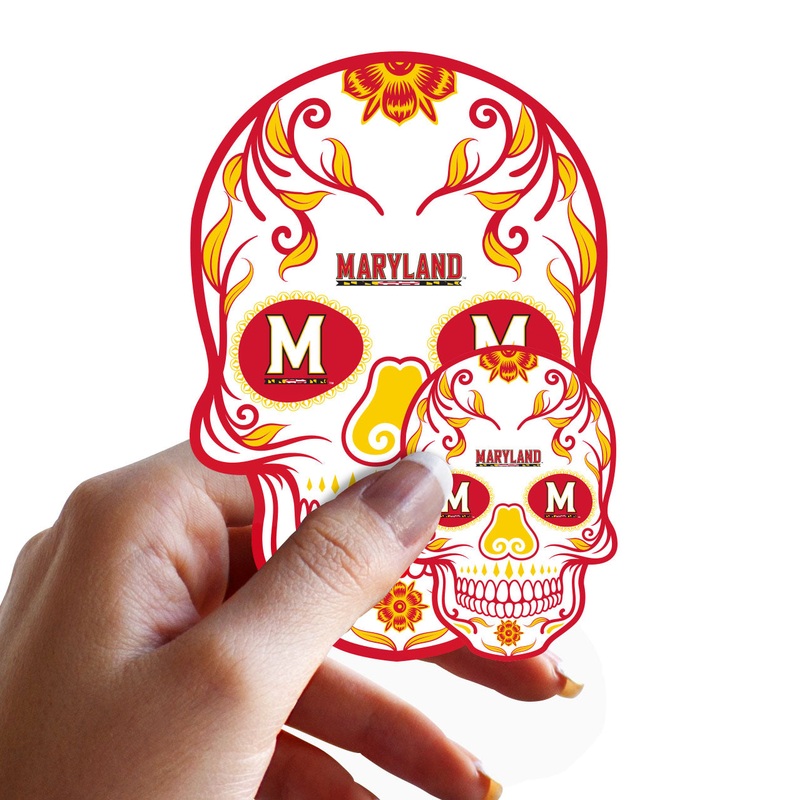 Maryland Terrapins – 5 Sugar Skull Logo Minis (Mixed Sizes) – Official NCAA – Reusable Vinyl Decals