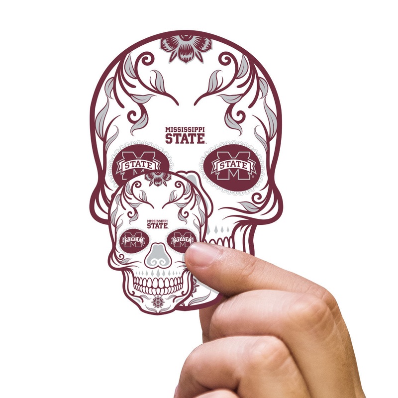 Mississippi State Bulldogs – 5 Sugar Skull Logo Minis (Mixed Sizes) – Official NCAA – Reusable Vinyl Decals