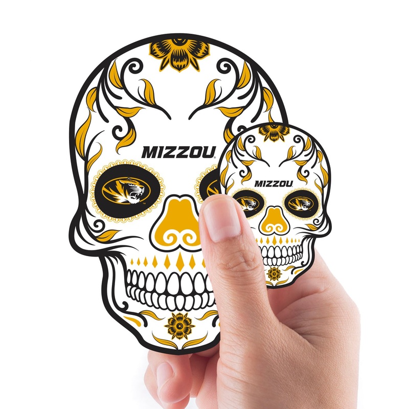 Missouri Tigers – 5 Sugar Skull Logo Minis (Mixed Sizes) – Official NCAA – Reusable Vinyl Decals