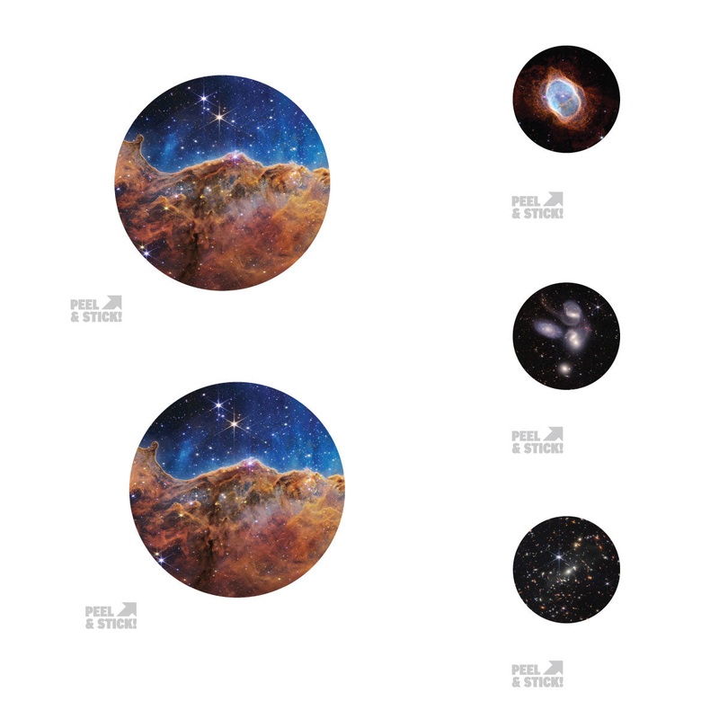 NASA – 5 Circle Minis (Mixed Sizes) – Official NASA – James Webb Space Telescope – Reusable Vinyl Decals