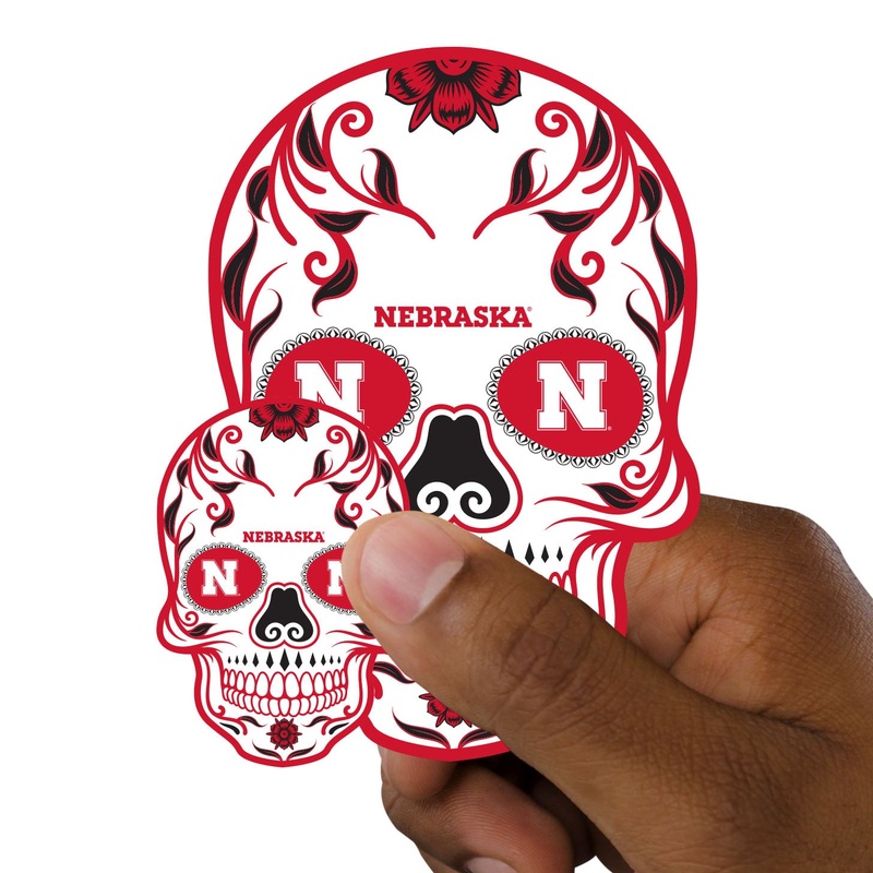 Nebraska Cornhuskers – 5 Sugar Skull Logo Minis (Mixed Sizes) – Official NCAA – Reusable Vinyl Decals