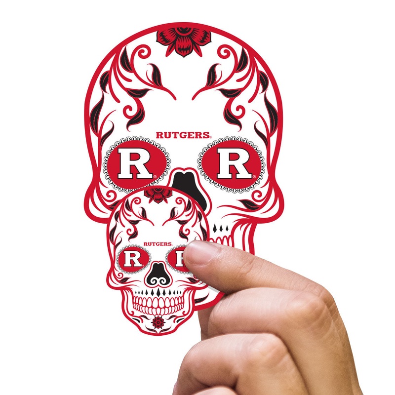 Rutgers Scarlet Knights – 5 Sugar Skull Logo Minis (Mixed Sizes) – Official NCAA – Reusable Vinyl Decals