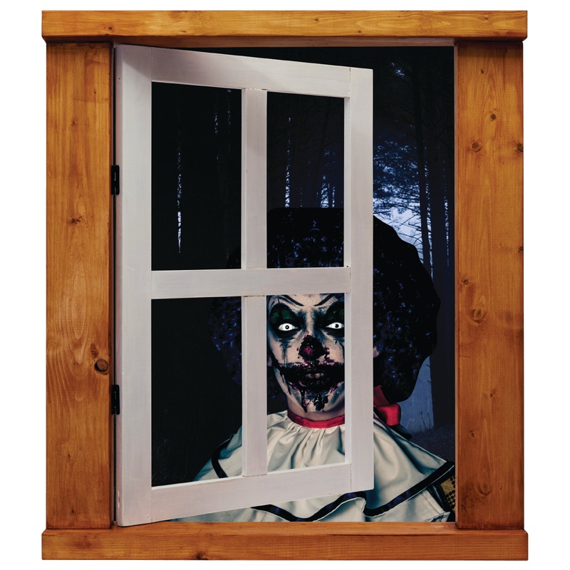 Scary Clowns:  Blue Haired Female Clown Instant Window        –   Removable     Adhesive Decal