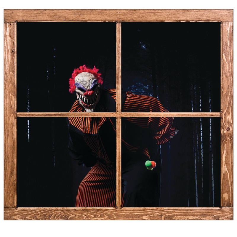Scary Clowns:  Red Hair Scary Clown Instant Window        –   Removable     Adhesive Decal