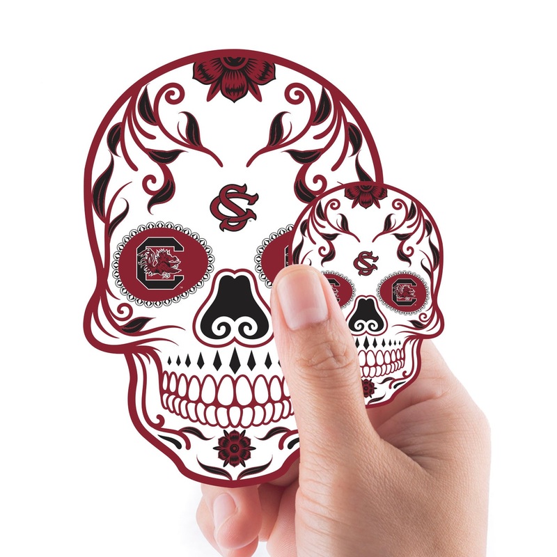 South Carolina Gamecocks – 5 Sugar Skull Logo Minis (Mixed Sizes) – Official NCAA – Reusable Vinyl Decals