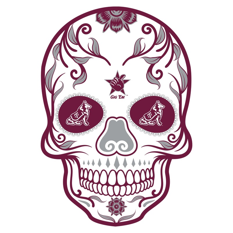 Texas A&M Aggies – Sugar Skull Logo – Outdoor Wall Decals – Official NCAA – Scratch Resistant Alumigraphics Smooth