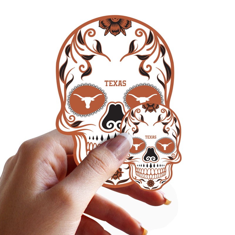 Texas Longhorns – 5 Sugar Skull Logo Minis (Mixed Sizes) – Official NCAA – Reusable Vinyl Decals