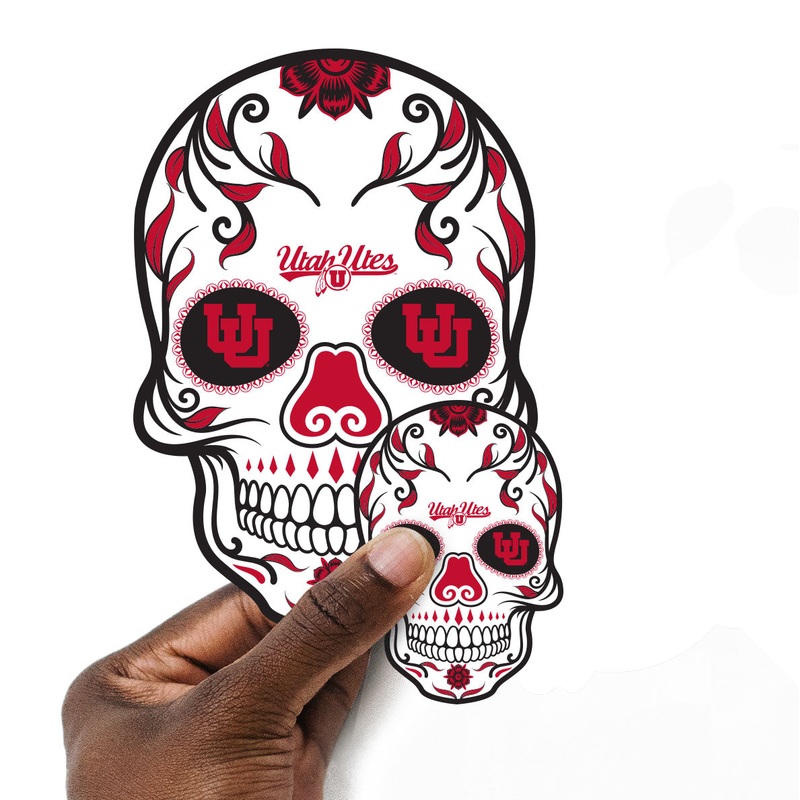 Utah Utes – 5 Sugar Skull Logo Minis (Mixed Sizes) – Official NCAA – Reusable Vinyl Decals