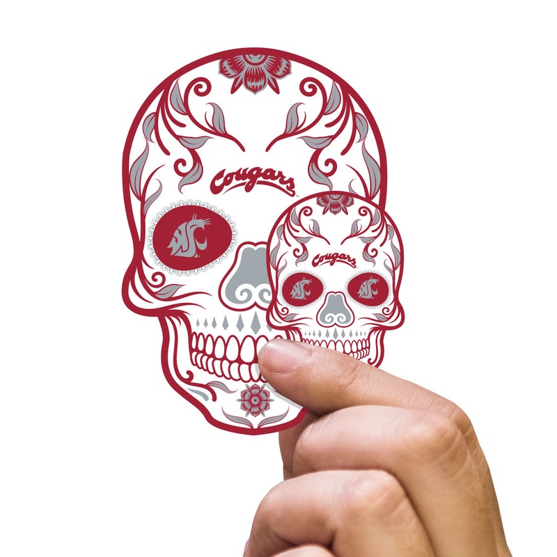 Washington State Cougars – 5 Sugar Skull Logo Minis (Mixed Sizes) – Official NCAA – Reusable Vinyl Decals