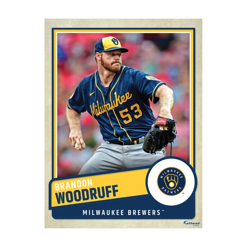 Brandon Woodruff – Peel & Stick Poster – Official MLB – Milwaukee Brewers – Reusable Vinyl Wall Decal