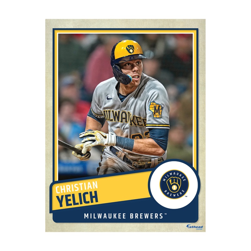Christian Yelich – Peel & Stick Poster – Official MLB – Milwaukee Brewers – Reusable Vinyl Wall Decal