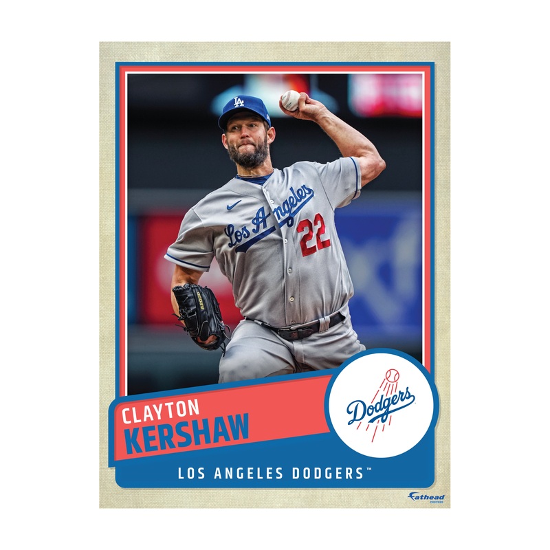 Clayton Kershaw – Peel & Stick Poster – Official MLB – Los Angeles Dodgers – Reusable Vinyl Wall Decal