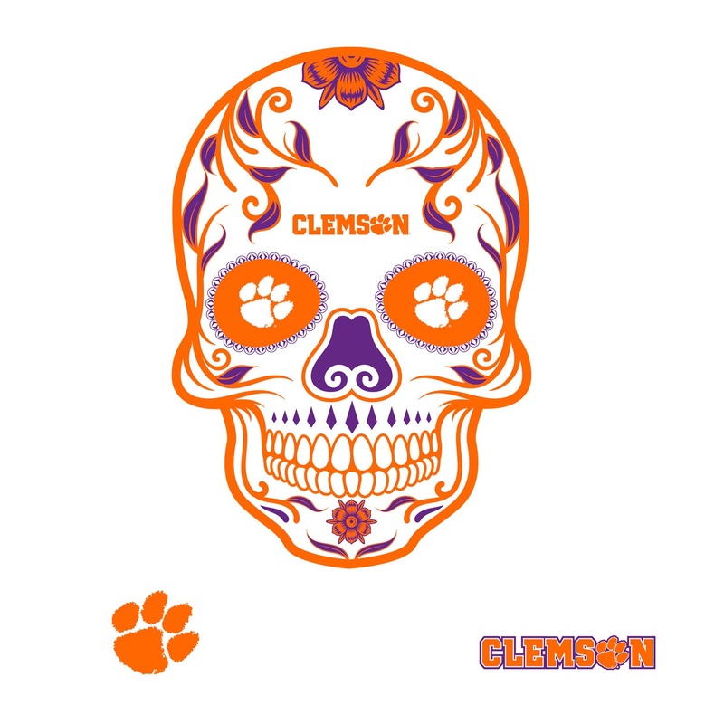 Clemson Tigers – RealBig Sugar Skull Collection – Official NCAA – Reusable Vinyl Wall Decals