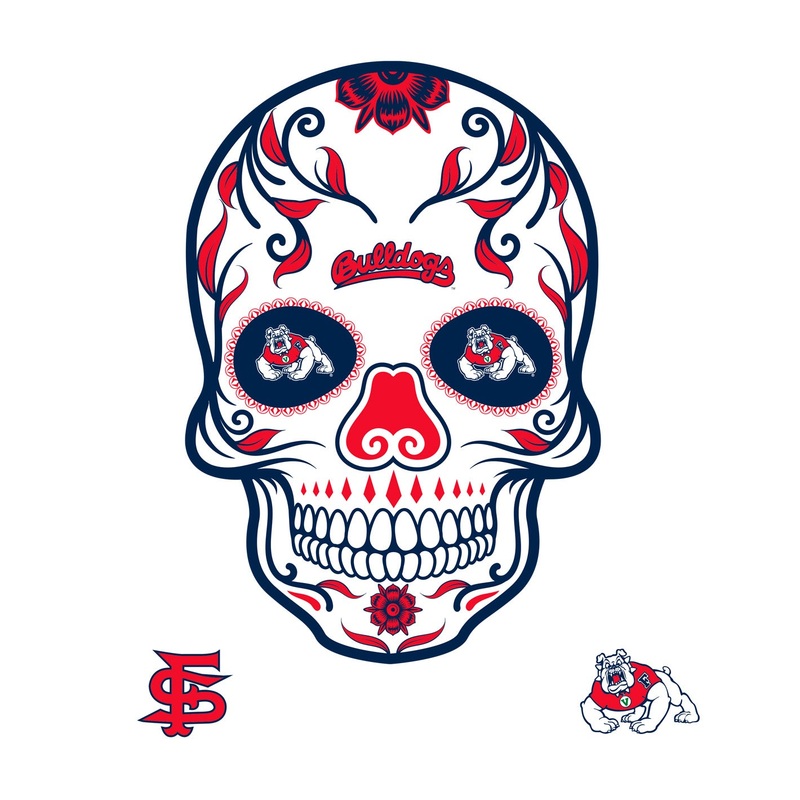 Fresno State Bulldogs – RealBig Sugar Skull Collection – Official NCAA – Reusable Vinyl Wall Decals