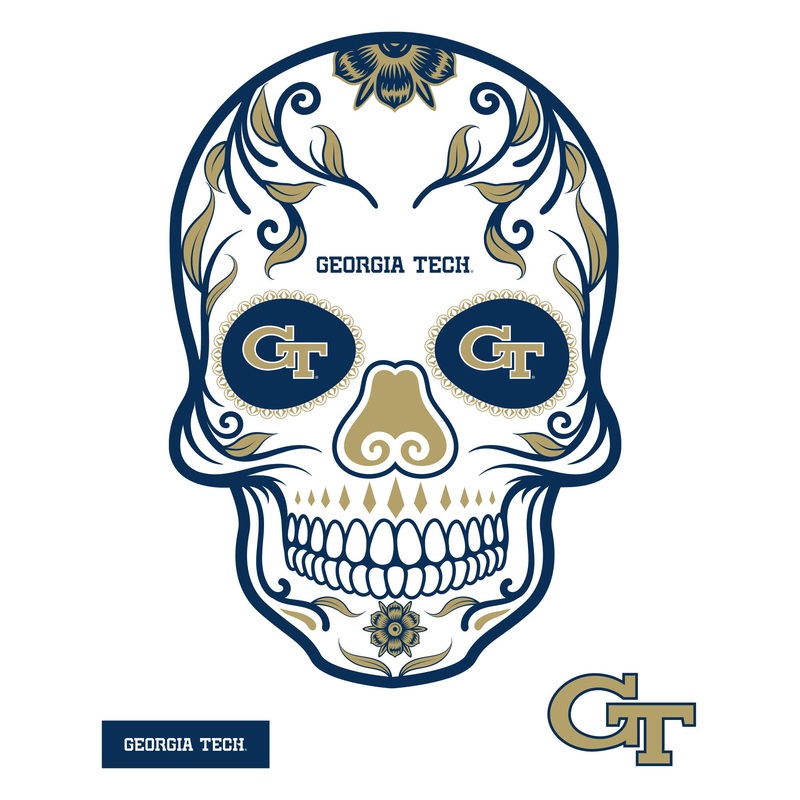 Georgia Tech Yellow Jackets – RealBig Sugar Skull Collection – Official NCAA – Reusable Vinyl Wall Decals