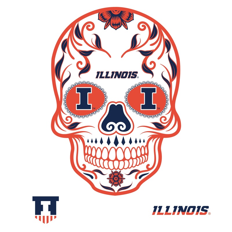 Illinois Fighting Illini – RealBig Sugar Skull Collection – Official NCAA – Reusable Vinyl Wall Decals