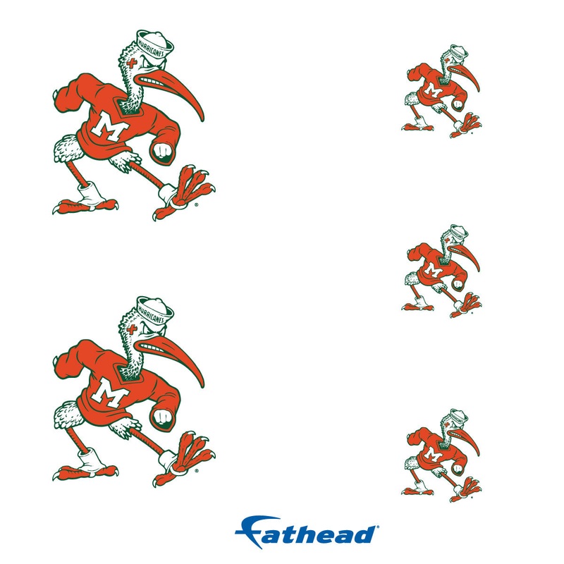 Sebastian the Ibis – 5 Illustrated Mascot Minis (Mixed Sizes) – Official NCAA – Miami Hurricanes – Reusable Vinyl Decals