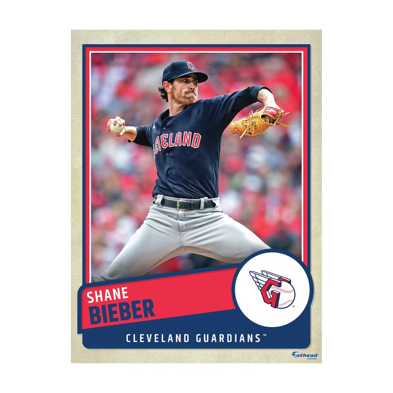 Shane Bieber – Peel & Stick Poster – Official MLB – Cleveland Guardians – Reusable Vinyl Wall Decal