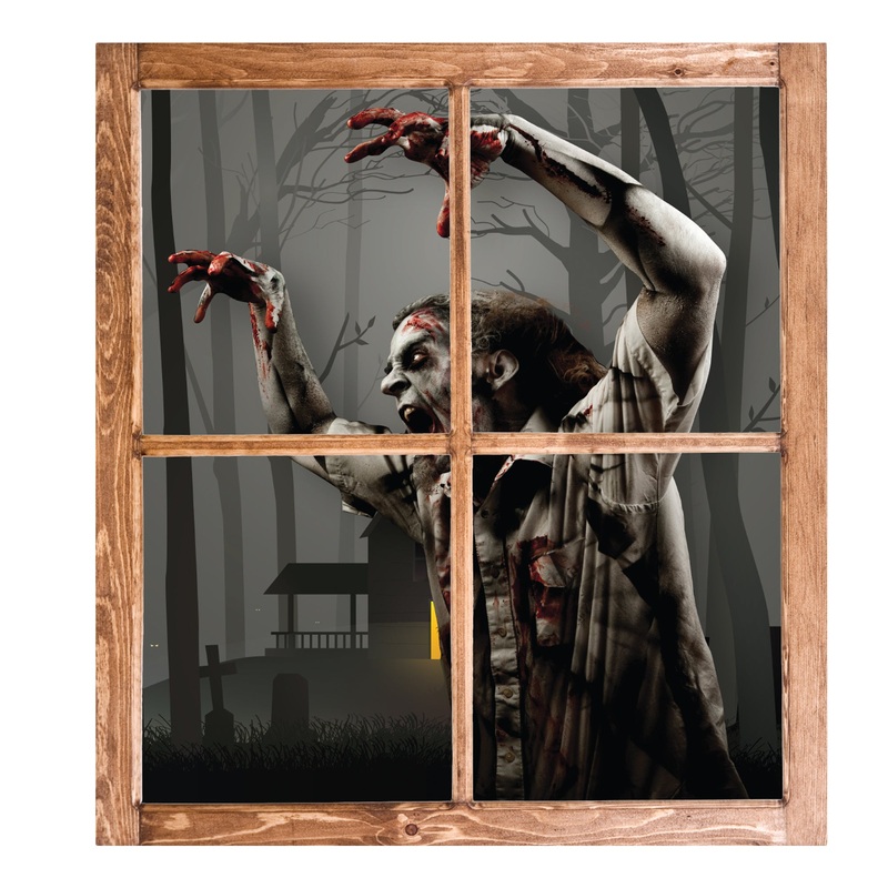 Zombies:  Yelling Zombie Instant Window        –   Removable     Adhesive Decal