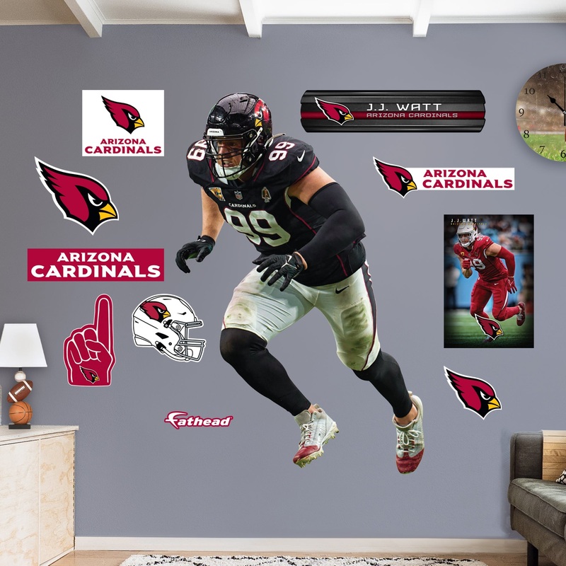J.J. Watt – RealBig Black Jersey Collection – Official NFL – Arizona Cardinals – Reusable Vinyl Wall Decals