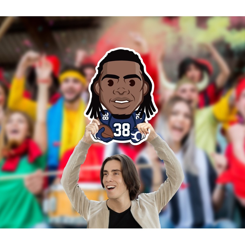 Rhamondre Stevenson Emoji – Big Head – Official NFLPA – New England Patriots – Foam Core Cutout