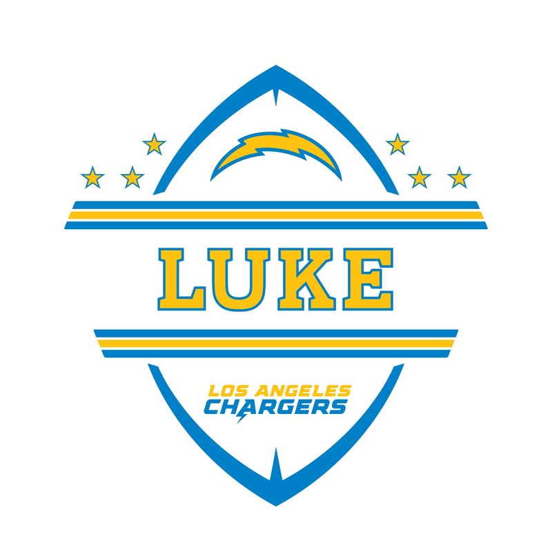 Los Angeles Chargers – Football Badge – With Personalized Name – Official NFL – Reusable Vinyl Transfer Decal