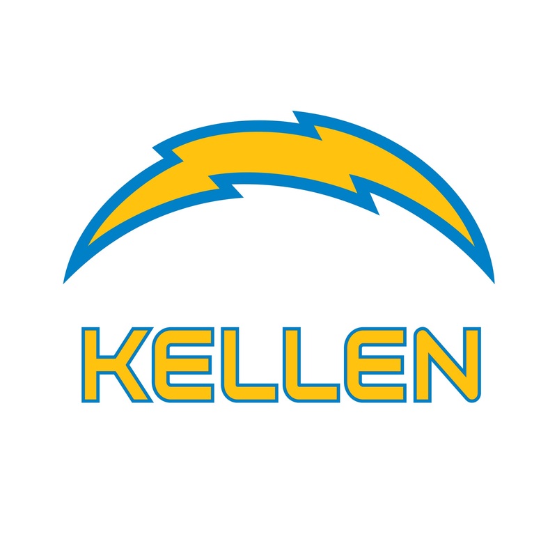 Los Angeles Chargers – Stacked Logo – With Personalized Name – Gold Text – Official NFL – Reusable Vinyl Transfer Decal