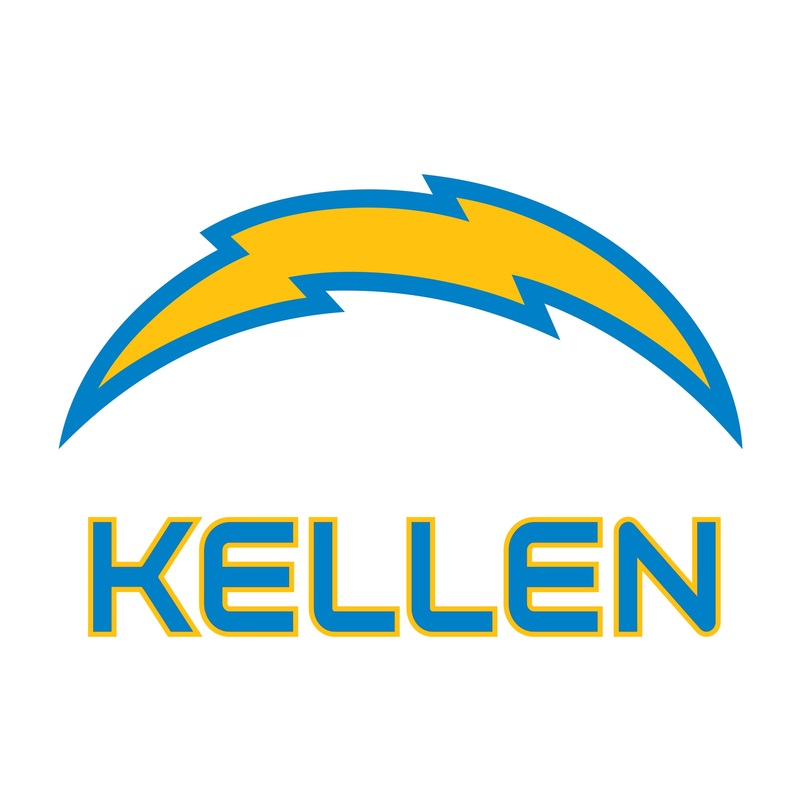Los Angeles Chargers – Stacked Logo – With Personalized Name – Powder Blue Text – Official NFL – Reusable Vinyl Transfer Decal