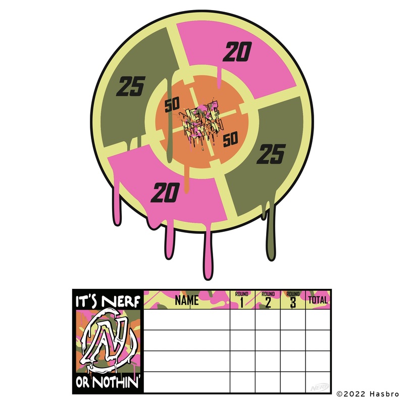 NERF – Melted Camo Target – Dry Erase – Official Hasbro – Reusable Vinyl Wall Decal