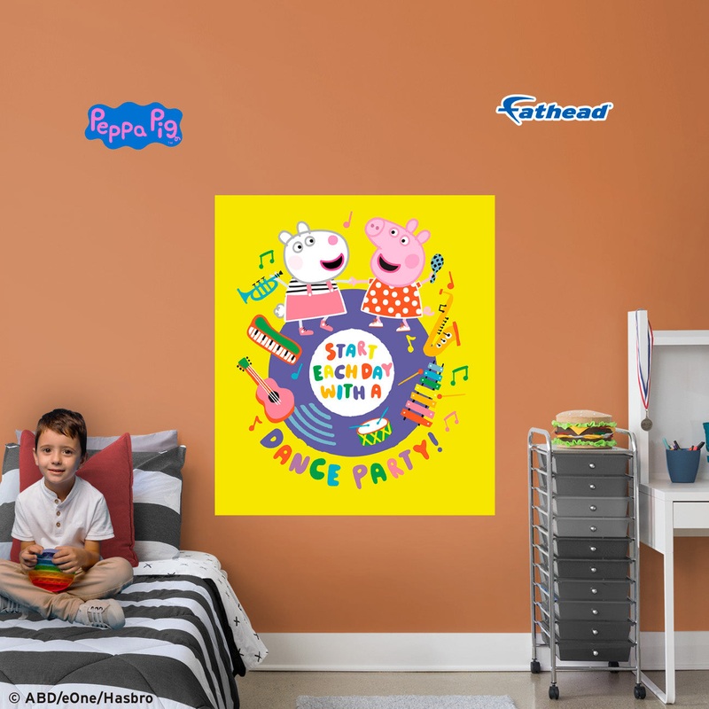 Peppa Pig – Dance Party – Peel & Stick Poster – Official Hasbro – Peppa Pig – Reusable Vinyl Wall Decal