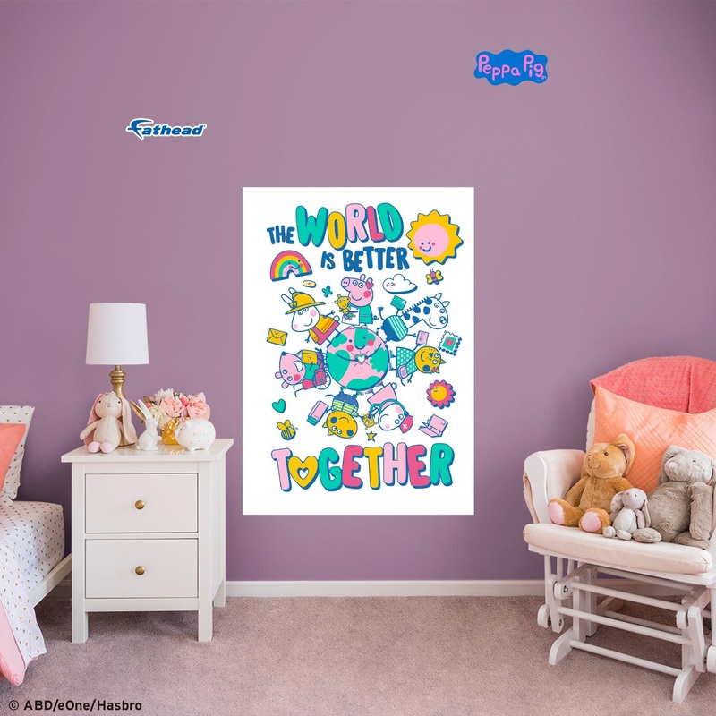 Peppa Pig – Together – Peel & Stick Poster – Official Hasbro – Peppa Pig – Reusable Vinyl Wall Decal