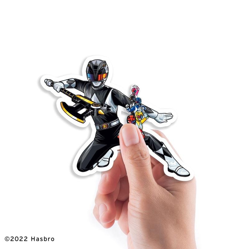 Power Rangers – 5 Character Minis (Mixed Sizes) – Official Hasbro – Black Ranger – Reusable Vinyl Decals