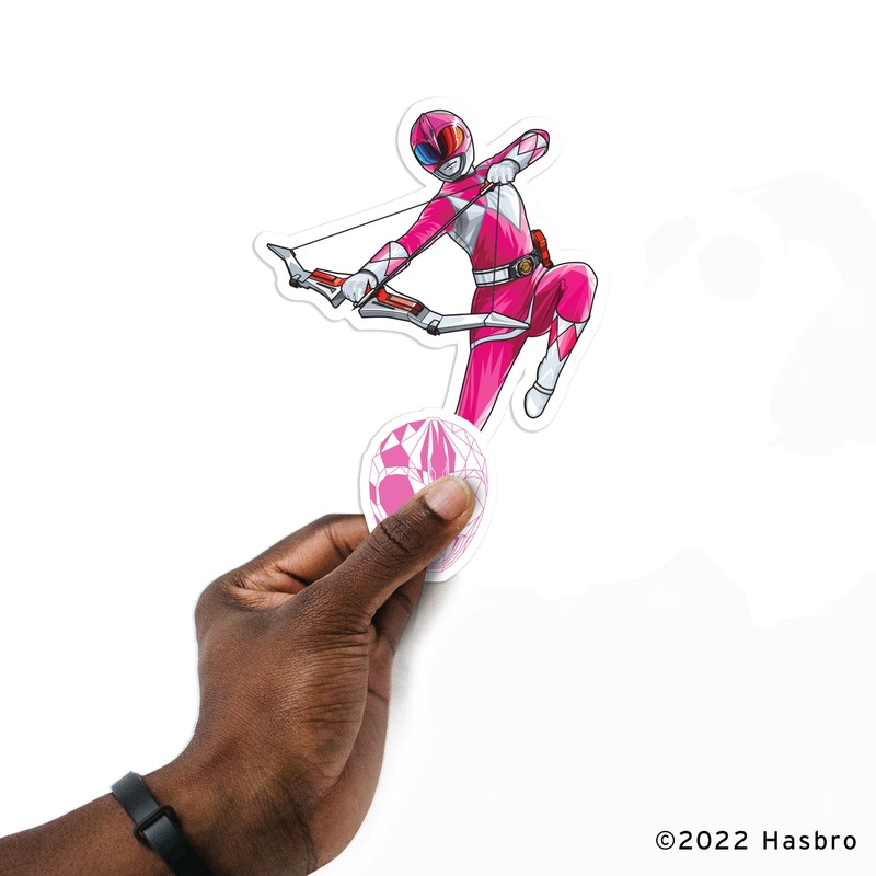 Power Rangers – 5 Character Minis (Mixed Sizes) – Official Hasbro – Pink Ranger – Reusable Vinyl Decals