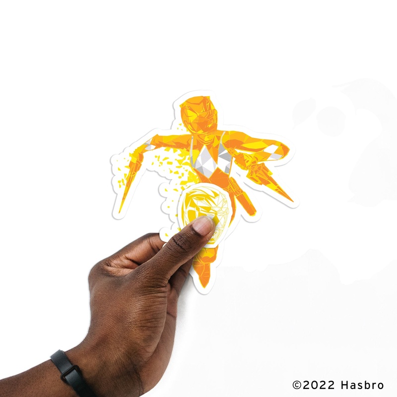 Power Rangers – 5 Character Minis (Mixed Sizes) – Official Hasbro – Yellow Ranger – Reusable Vinyl Decals