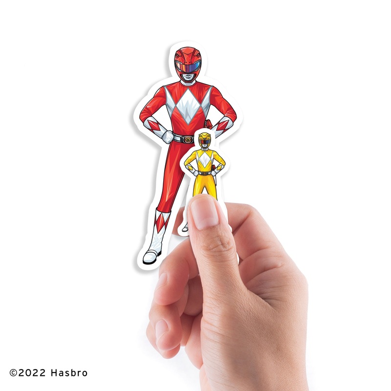 Power Rangers – 5 Team Minis (Mixed Sizes) – Official Hasbro – Reusable Vinyl Decals