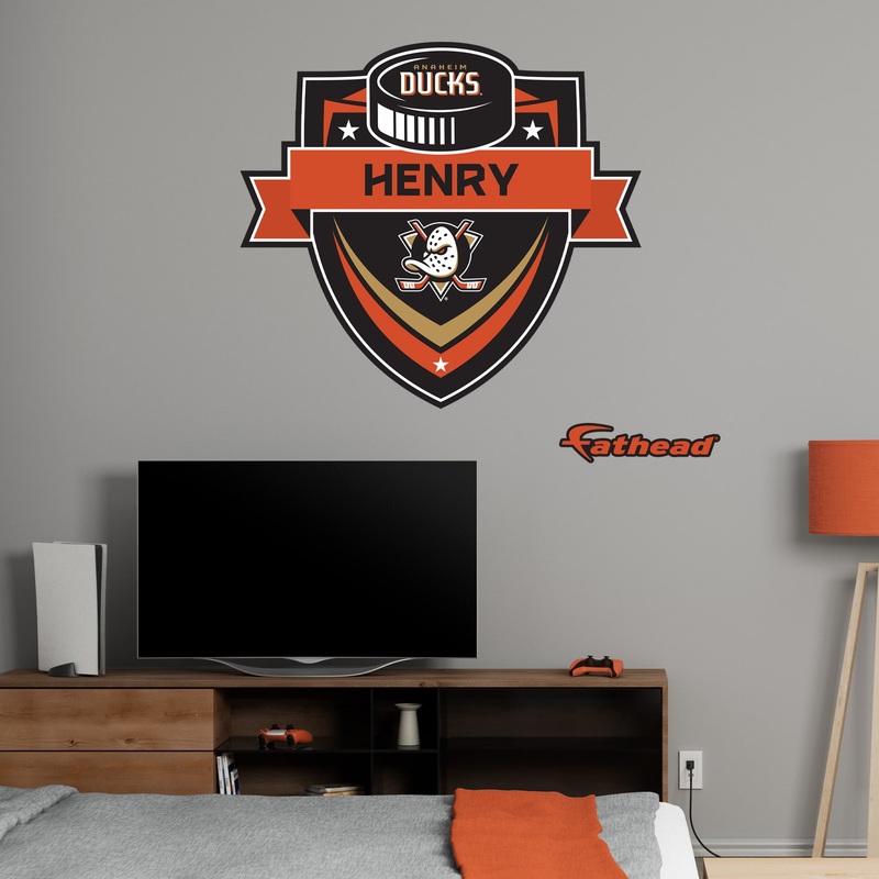 Anaheim Ducks – Badge – With Personalized Name – Official NHL – Reusable Vinyl Wall Decals