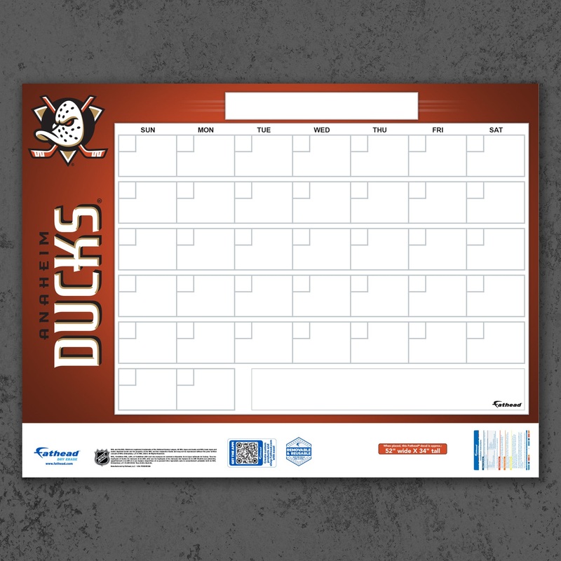 Anaheim Ducks – Dry Erase Calendar – Official NHL – Reusable Vinyl Wall Decal