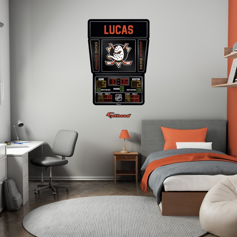 Anaheim Ducks – Scoreboard Graphic – With Personalized Name – Official NHL – Reusable Vinyl Wall Decals