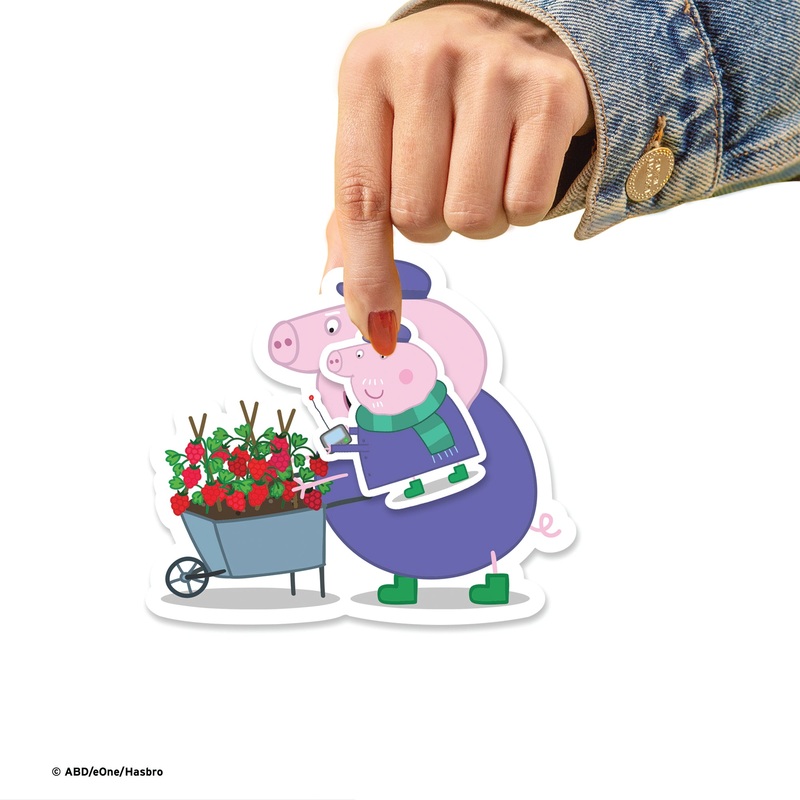 Peppa Pig – 5 Character Minis (Mixed Sizes) – Official Hasbro – Grandpa – Reusable Vinyl Decals