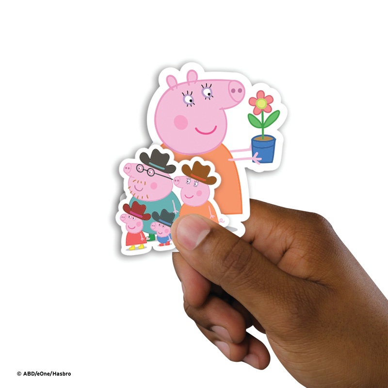 Peppa Pig – 5 Family Minis (Mixed Sizes) – Official Hasbro – Reusable Vinyl Decals