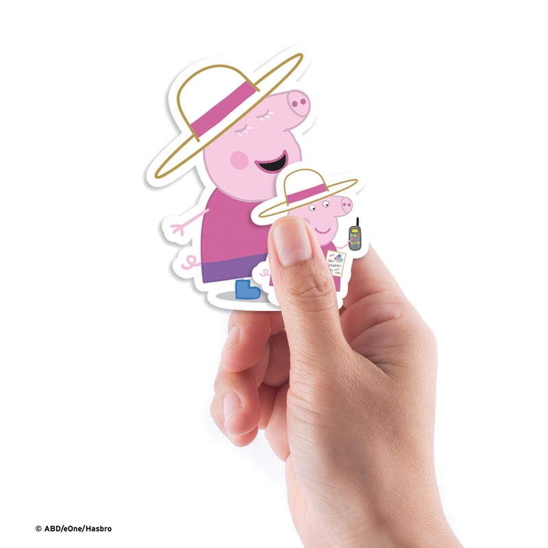 Peppa Pig – 5 Minis (Mixed Sizes) – Official Hasbro – Granny – Reusable Vinyl Decals
