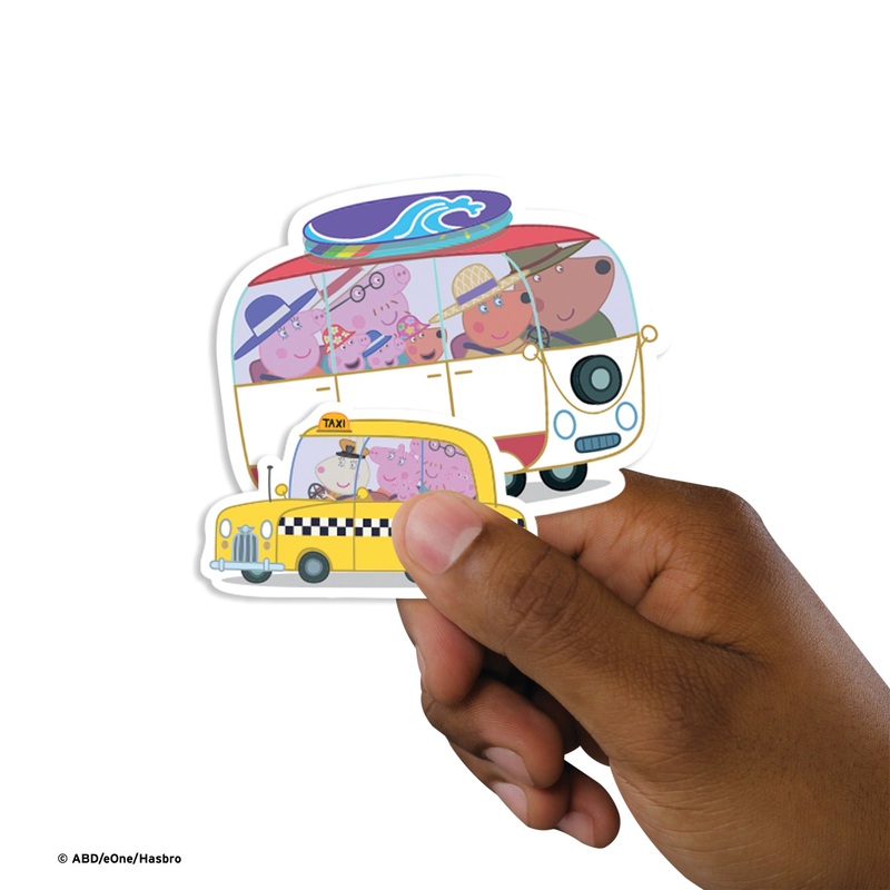 Peppa Pig – 5 Transport Minis (Mixed Sizes) – Official Hasbro – Reusable Vinyl Decals
