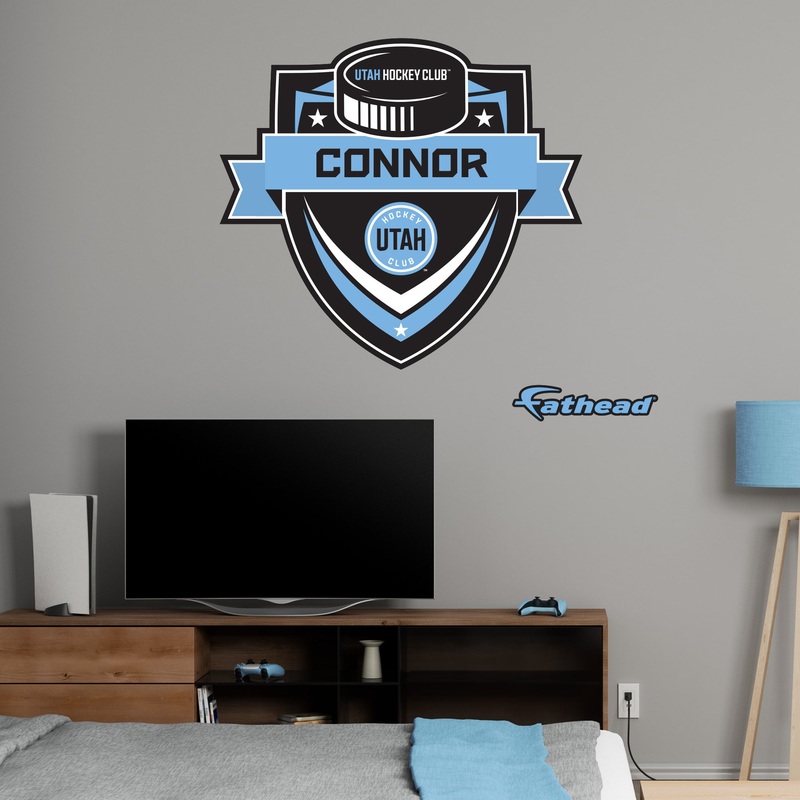 Utah Hockey Club – Badge – With Personalized Name – Official NHL – Reusable Vinyl Wall Decals