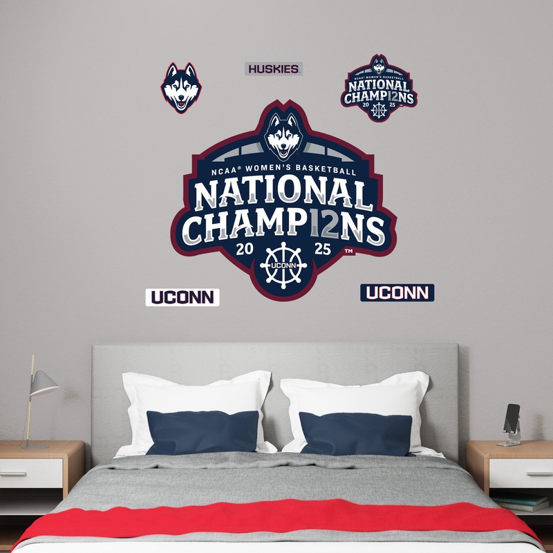 2025 Women’s Basketball Champions Logo – RealBig Collection – Official NCAA – UConn Huskies – Reusable Vinyl Wall Decals