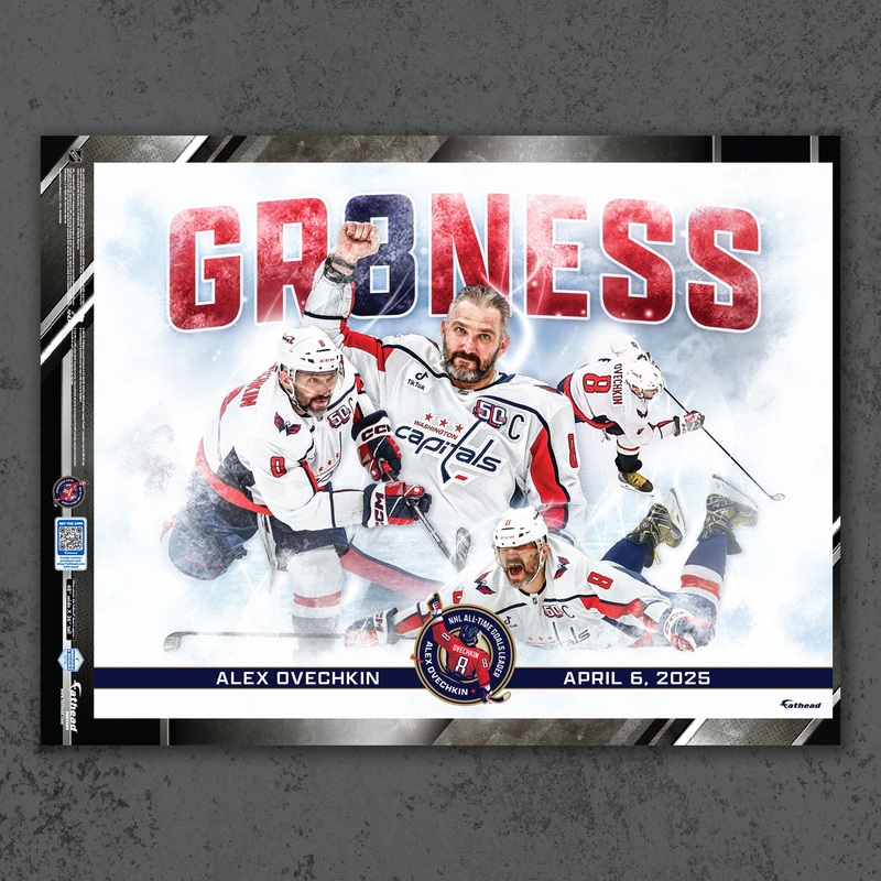 Alex Ovechkin – All-Time Goals Leader – Peel & Stick Poster – Official NHL – Washington Capitals – Reusable Vinyl Wall Decal